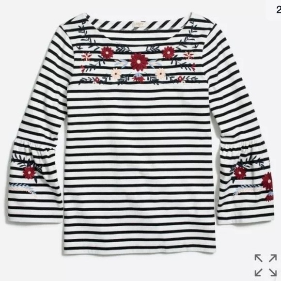 J crew striped embroidered top S - Picture 3 of 4